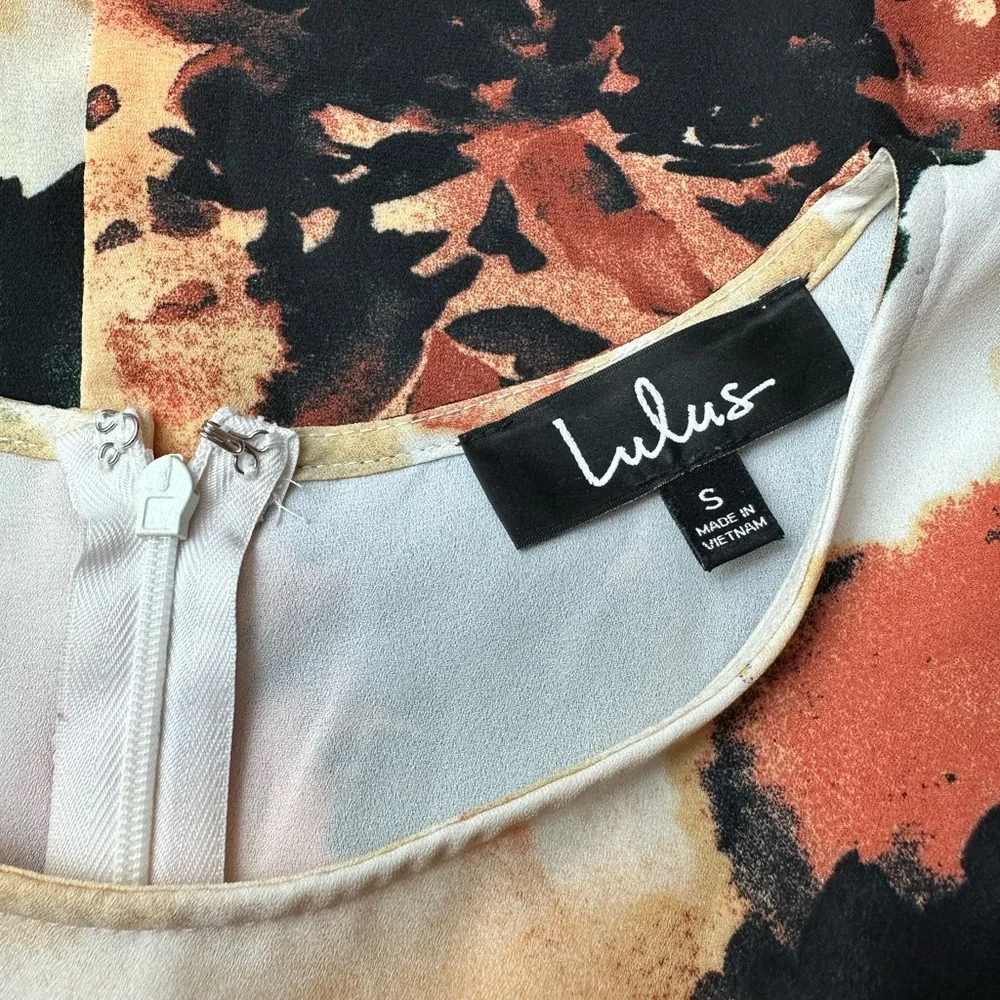 LULU’S Camaraderie Orange Print Shift Dress | Size Small - Picture 9 of 12